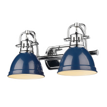 Golden 3602-BA2 CH-NVY - Yep by Golden Lighting Duncan 2-light Vanity in Chrome and Navy Blue shade